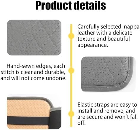 Car Center Console Cover with 2 Storage Bags, Leather Armrest Pad, Gray - Image 6