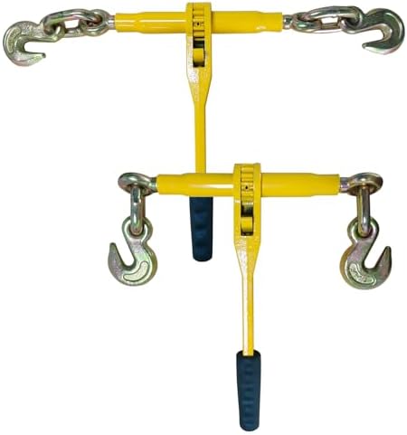 Ratchet Chain Binders 3/8''-1/2", 2 Pack Heavy Duty Load Binders with Grab Hooks, 9200 LBS Secure Working Load, Tie Downs for Grade 70 Transport Chain,for Towing,Hauling,Flatbed Trailers by Unknown