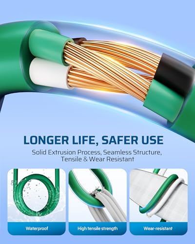 DEWENWIL 45FT (15'+10’ *3) Outdoor Extension Cord, 1 to 3 Splitter, Green - Image 4