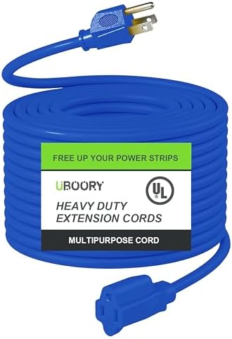 Outdoor Extension Cord Waterproof 100 FT, Blue 14/3 SJTW Heavy Duty, Flexible 100% Copper 3 Prong Extension Cord for Lawn, Garage,UL Listed by UBOORY