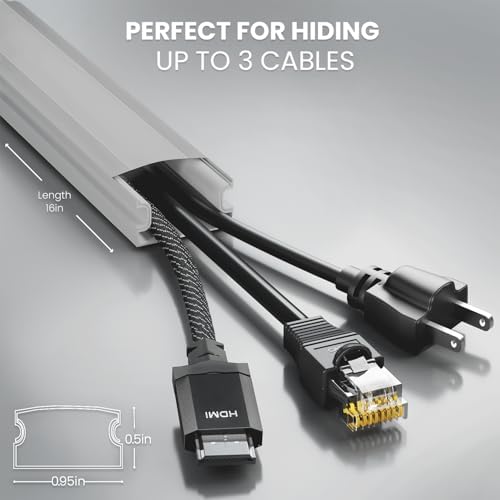 Cord Covers for Wires on Wall - 150in Cable Management Cable Hider - Cord Hiders for TV On Wall - Paintable Cable Concealer - Wire Covers for Cords - 10X (L16 x W0.95 x H0.5) - Medium | Grey - Image 3