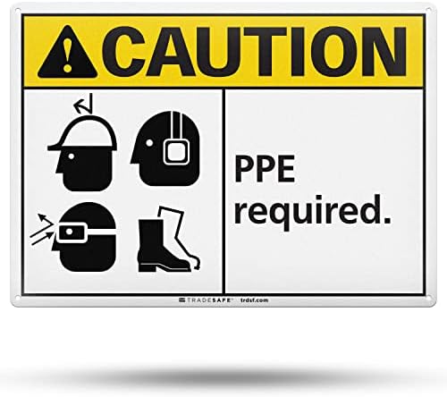 TRADESAFE Caution PPE Required Sign, Aluminum PPE Safety Signs by TRADESAFE