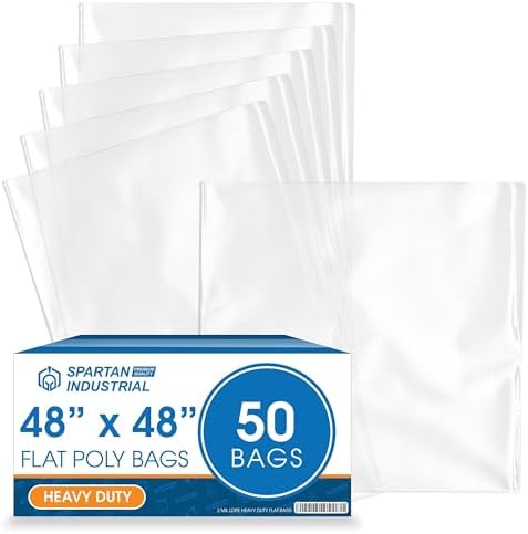 48" X 48" Open-End Flat Poly Bags (50 Count) - 2 Mil Clear Plastic Bags by SpartanIndustrial