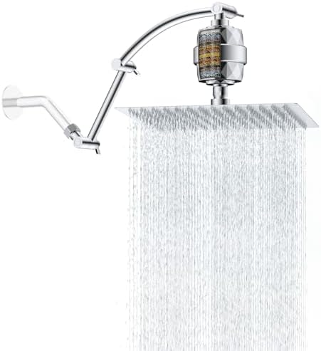 Hibbent 12'' Filtered Rain Shower Head with 16'' Extension Arm, Chrome by Hibbent