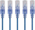 Monoprice SlimRun Cat6A Ethernet Patch Cable - Snagless RJ45 UTP Pure Bare Copper Wire 10G 30AWG 25ft Blue 5-Pack by Monoprice