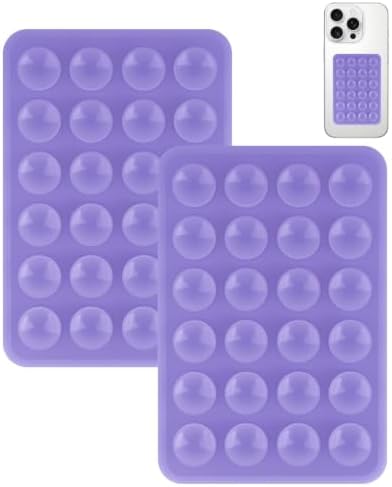 Yojaro 2 Pack Silicone Suction Phone Case Mount, Silicon Adhesive Smartphones Stand Sticky, Non Slip Suction Cup, Hands-Free Phone Accessories Holder for Selfies and Videos Purple by Yojaro