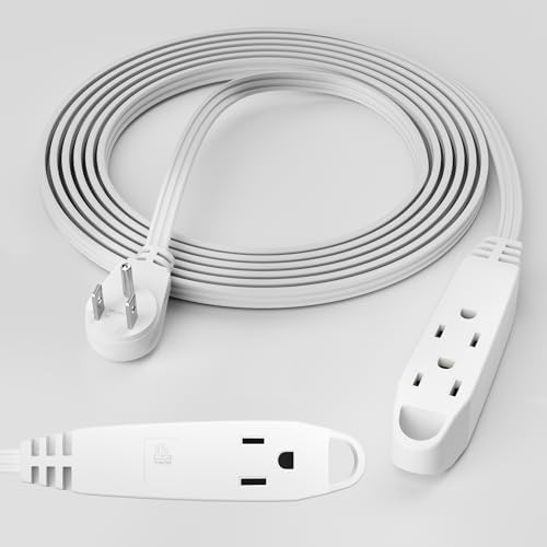 3-Outlet Flat Extension Cord 50 FT, 3 Prong Angled Plug, SPT-3, Power Strip by Conable