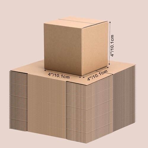 Edenseelake 50 Pack 4x4x4 inches Shipping Boxes Corrugated Cardboard Boxes for Packing, Moving, Mailing, Brown - Image 2