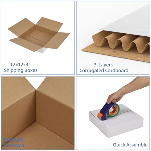 Hoikwo 12x12x3 Large Thin White Shipping Boxes Set of 25 - Image 4