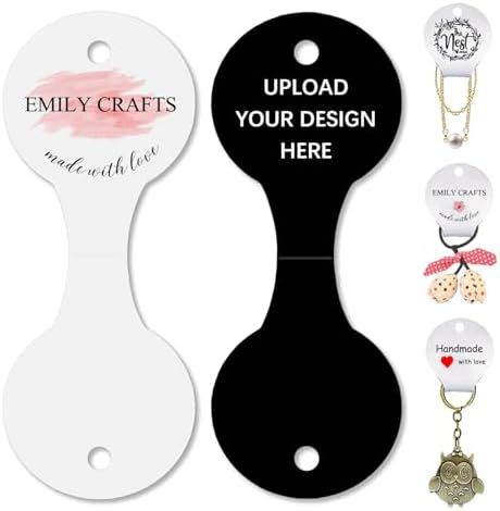 Custom 50/100/200pcs Jewelry Holder Cards,Personalized Logo Necklace Display Cards,Fold Over Tags for Bracelet Earrings Keychain Hair Accessories (1.5 * 4inch (Circle)) by Unknown