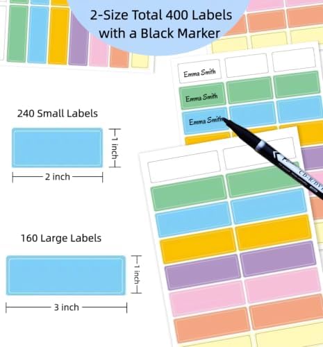 Assorted Colors Waterproof Removable Labels with Pen Adhesive Name Tag - Image 2