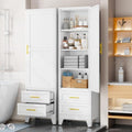Tall Metal Narrow Storage Cabinet 67" H with 2 Drawer, White Pantry Cabinets with 3 Adjustable Shelves and Door,Tall Bathroom Cabinet for Kitchen, Home Office, Living Room, Dining Room by BAOLIWO