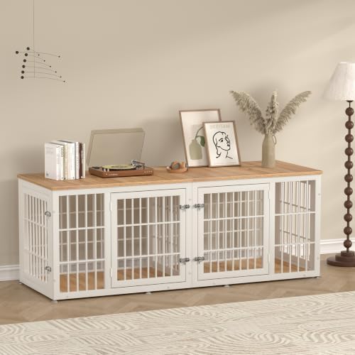 rehomerance 72" Heavy Duty Double Dog Crate Furniture for Large/Medium Dogs by Rehomerance