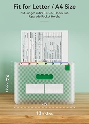 ABC life 26 Pockets Accordion File Organizer, Expanding File Folder, Green - Image 3