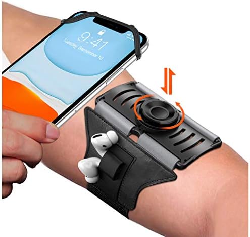 VUP Detachable Running Phone Holder 360°Rotatable Armband for iPod MP3 Player iPhone, Fits All 4-6.7 Inch Smartphone Device, with Key Holder for Running Hiking Biking (Black-Detachable) by VUPDirect