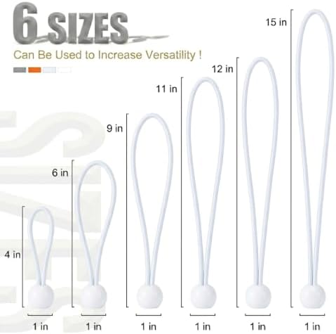 30 Pack Ball Bungee Cord, Heavy Duty Bungie Cord Balls (4" 6" 9",White) - Image 2