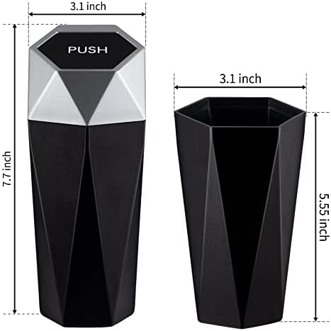 JUSTTOP Car Trash Can with Lid, Mini Diamond Design Portable Trash Can, Plastic Material and Multipurpose Organizers for Car,Home,Office(Silver) - Image 4