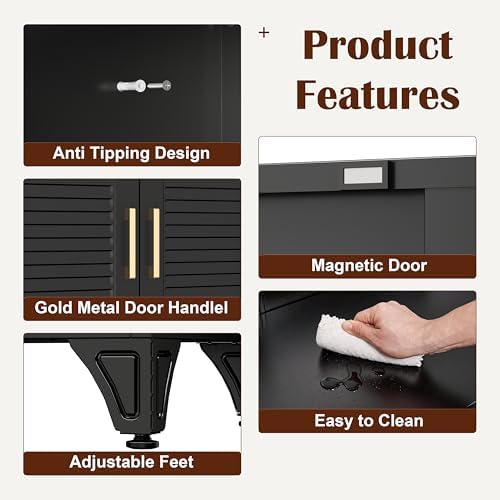 SteeLoong 75" Metal Storage Cabinet with Doors and 5 Adjustable Shelves - Image 5