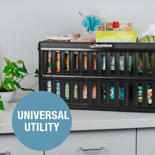 CleverMade Collapsible Utility Crates, 60L Storage Crate, 3 Pack, Obsidian - Image 7