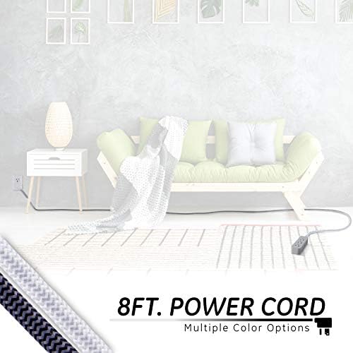 GE Pro 3 Outlet Surge Protector Power Strip, 8 Ft Designer Braided Extension Cord, Flat Plug, Wall Mount, Heather Gray, 45916 - Image 3