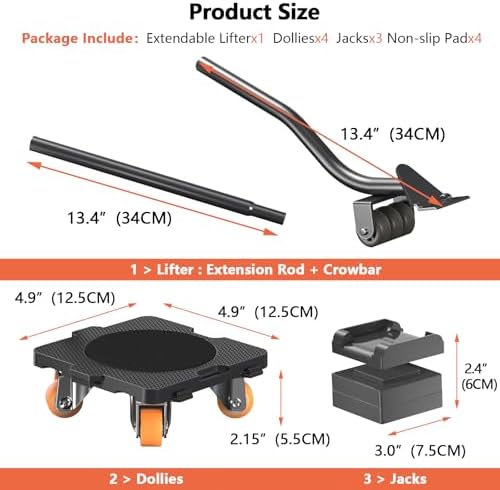 ONEON Furniture Mover with Wheels & Aux. Lifter-Connect Bearing Wheel Dolly - Image 4