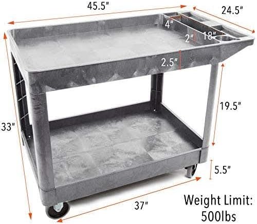Tubstr Extra Large Two-Shelf Utility Cart - Image 6