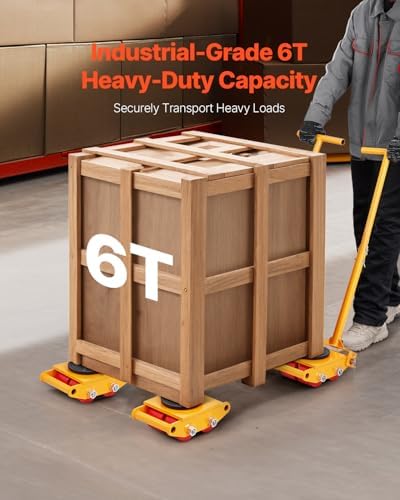 VEVOR Machine Skate, 6T Machinery Skate Dolly, 13228 lbs Machinery Moving Skate, Machinery Mover Skate with 360° Rotation Cap and PU Directional Rollers, Heavy Duty Industrial Moving Equipment, Yellow - Image 2