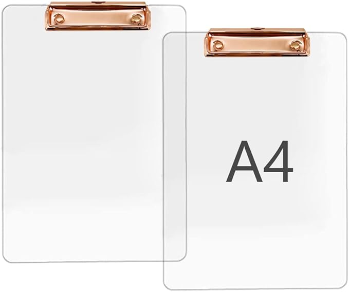 JIARI 2 Pack Clear Acrylic Office Clipboard A4 Letter Size 8.6" x 12.2" - Image 2