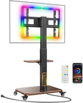 Perlegear Rolling TV Stand for 32”-77”TVs with LED Lights and Power Outlet by Perlegear