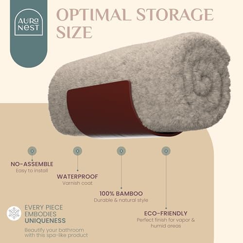 Bamboo Towel Rack by Aura Nest Set of 4 Wood Towel Racks Bamboo Bathroom Accessories -Wall Towel Holder for Rolled Towels Wooden Towel Racks for Bathroom Spa Bathroom - Dark Brown - Image 2