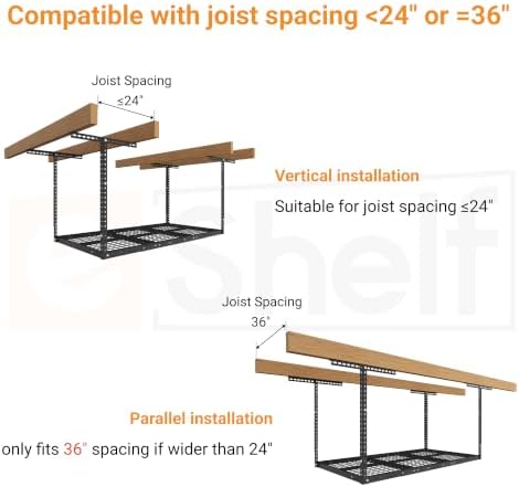 3x6ft Overhead Garage Storage Rack, 450LBS Capacity, Hammertone - Image 4