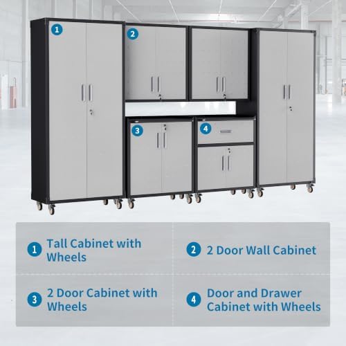 6-Piece Garage Storage Cabinets System Heavy Duty Workshop Set - Image 4