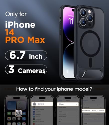 Temdan Magnetic Compatible with iPhone 14 Pro Max Case, [Built-in Invisible Kickstand][Compatible with MagSafe] [Military Grade Shockproof] Slim Translucent Matte Phone Case for iPhone 14 Pro Max 6.7" - Image 2