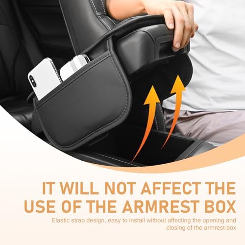 Car Center Console Pad, Leather Car Armrest Box Pad Cover, Vehicle Armrest Protector Cushion with 2 Storage Bags, Universal Arm Rest Pad for Car Interior Accessories Protect (Gray) - Image 5