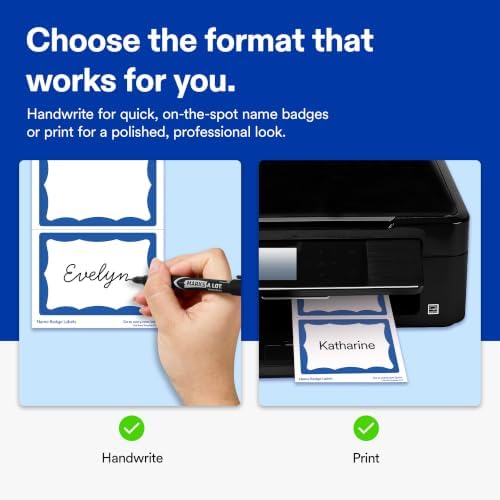 Avery Customizable Name Tags, 2-1/3" x 3-3/8", White with Blue Border, Removable Adhesive, 100 Name Badge Labels per Pack, Great for Meetings, Events, and More (6 Packs of 44144) - Image 4