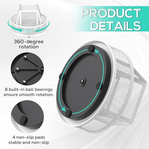 YINGHUA 360°Rotating Mesh Desk Organizer & Pen Holder - White - Image 4