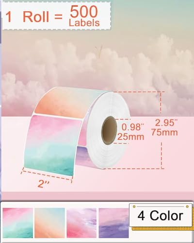 2''×2'' Square Thermal Sticker Labels, Self-Adhesive 2 Inch Direct Thermal Labels, Multi-Purpose Sticker for DIY Logo Design,Name Tag,QR Code, 500 Labels/1 Roll, Nebula - Image 2