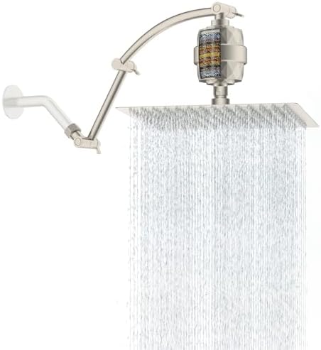 Hibbent 12'' Filtered Rain Shower Head, 16'' Extension Arm, Brushed Nickel by Hibbent