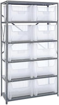 Quantum Storage Systems QSBU-700CL Clear-View Giant Stack 6-Shelf Steel Shelving Unit, 18" x 42" x 75" with 10 QGH700CL Bins, Clear by QuantumStorageSystems