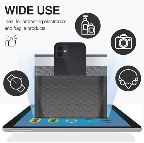 UCGOU Bubble Mailers 8.5x12" 25 Pack Usable Size 8.5x11" Black Shipping Bag - Image 5