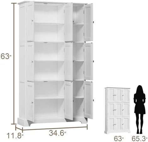 ChooChoo 63.2" Tall Bathroom Storage Cabinet with 9 Doors - Image 3