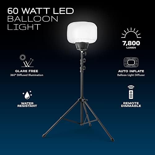 E-Z UP SKYFUZE 60W LED Balloon Light and Tripod with Over 5,000 sqft of 360-degree Illumination, 7,800 lumens - Image 3