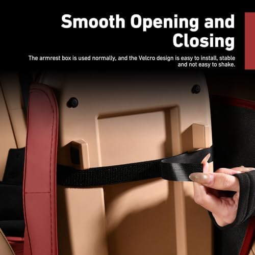 Car Center Console Booster Cover, Multifunctional Car Interior Arm Rest Box Storage Cushion with Cup Holder, Tissue Box, Side Pockets, Leather Memory Foam Armrest Pillow Protection (Red) - Image 5