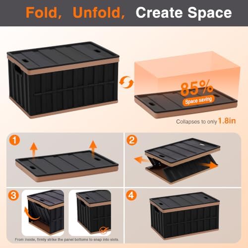 Citylife 4PC 64L Collapsible Storage Bins with Lids, Collapsible bins - Image 4