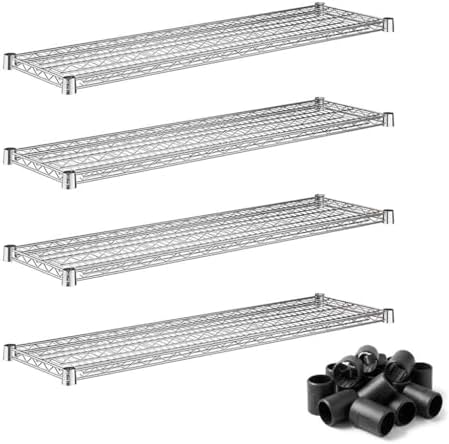 4-Pack 14"x48" Chrome Wire Shelf, NSF Extra Metal Storage Rack Shelves Add-On Unit Replacement by Zedfire