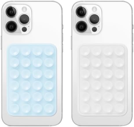 Anteel 2 Pack Silicone Suction Phone Case Mount, Non Slip Silicon Sticky Grip Adhesive Suction Cup Mount, Strong Grip Holder for Selfies and Videos (Blue Glitter&Clear Glitter) by Galundge