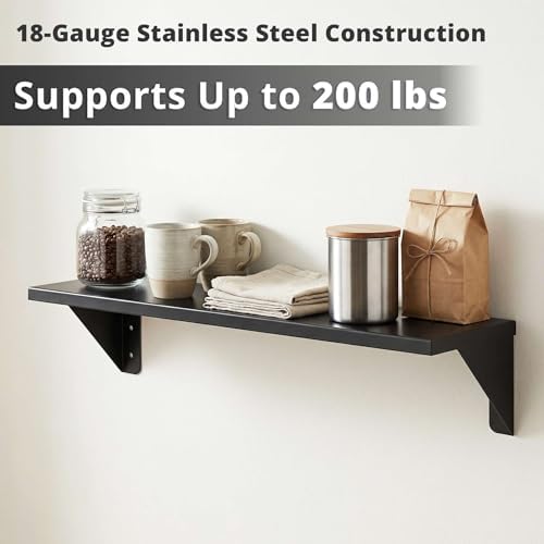 5" x 24" Small Stainless Steel Wall Shelf, Heavy Duty Storage Rack for Kitchen, Bathroom, Garage - Image 3