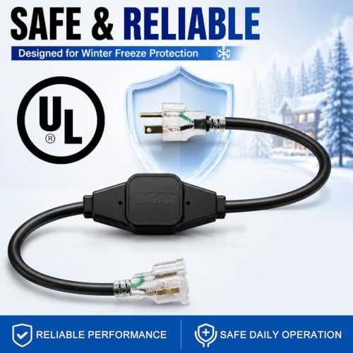 HEATIT ET-21 Temperature Controlled Extension Cord, Automatic Thermostat Power Cord 37℉ On/50℉ Off, Thermostatically Controlled Outlet for Roof De-Icing & Pipes - Image 6