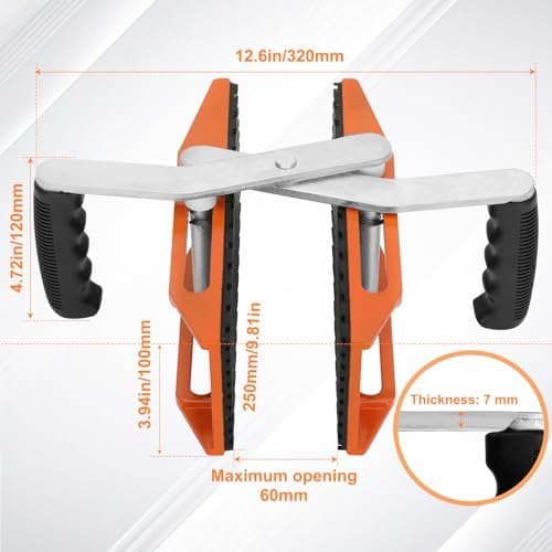 2 Pack Granite Carrying Clamps (660 lbs Capacity) – Heavy Duty Slab Lifter for Stone, Quartz, Marble & Glass, Non-Slip Rubber Grip, Ergonomic Handles with 2 Pairs Protective Gloves - Image 3
