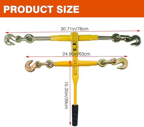 Ratchet Chain Binders 5/16''-3/8'', Load Binder with Grab Hooks, Tie Downs for Grade 70 Transport Chains, 5400LB Safe Working Load, Heavy Duty Ratchet Binders for Towing, Hauling - Image 7